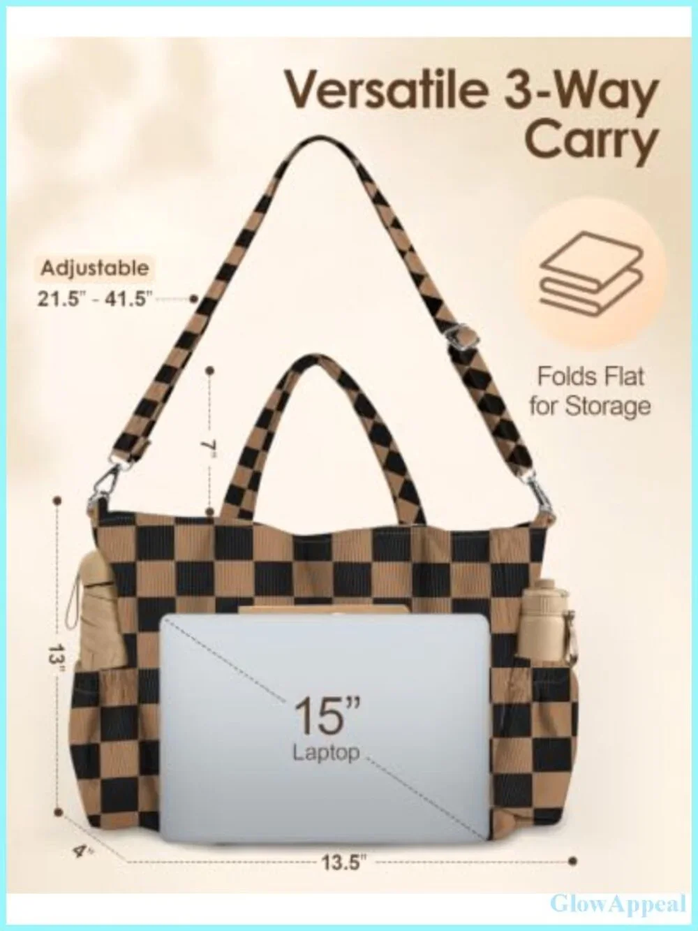 Corduroy Crossbody Tote Bag Women Large Capacity Laptop Shoulder Handbag